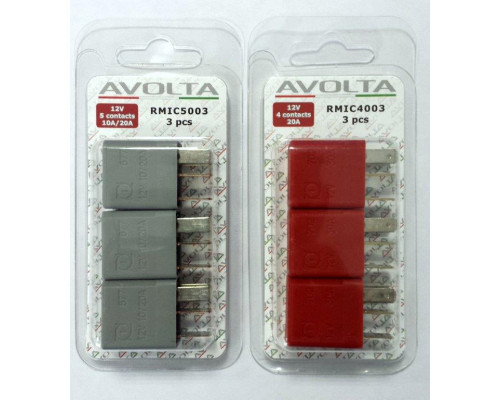 Реле MICRO 12V 10A NC/20A 5-ти контактное (блистер 3 шт), RMIC5003, AVOLTA